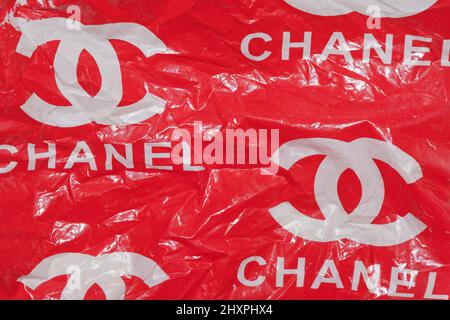 Vieux sac en plastique de Chanel Banque D'Images