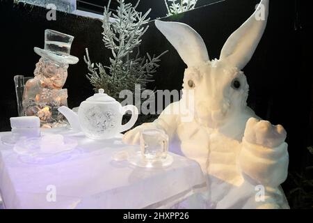 Personnages de glace du conte Alice in Wonderland Banque D'Images