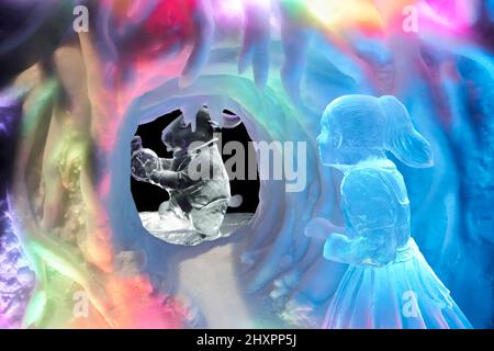 Personnages de glace de l'histoire d'Alice au pays des merveilles Banque D'Images