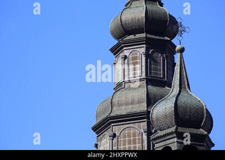 Clocher à bulbe. Architecte : Claude Amoudrus. Église Saint-Gervais-et-Protais. Saint-Gervais-les-bains. Haute-Savoie. Auvergne-Rhône-Alpes. France. Banque D'Images