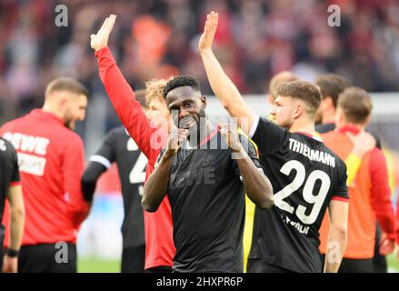 Leverkusen/Allemagne. 13th mars 2022, dernière jubilation Kingsley SCHINDLER (K) Soccer 1st Bundesliga, 26th match day, Bayer 04 Leverkusen (LEV) - FC Cologne (K) 0: 1, le 13th mars 2022 à Leverkusen/Allemagne. #DFL les règlements interdisent toute utilisation de photographies comme séquences d'images et/ou quasi-vidéo # Â Banque D'Images