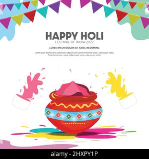 Illustration de Happy Holi fond coloré pour la fête des couleurs en Inde Illustration de Vecteur