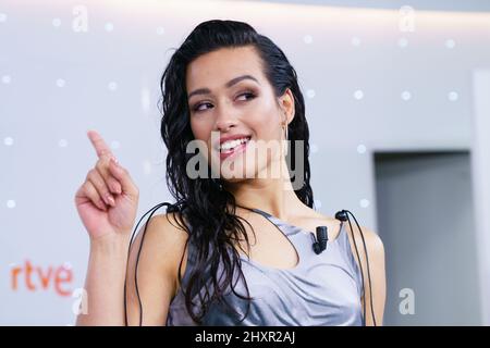 Madrid, Espagne. 14th mars 2022. Le chanteur Chanel Terrero assiste à une conférence de presse en prévision de l'Eurovision 2022 aux studios RTVE de Madrid. Crédit : SOPA Images Limited/Alamy Live News Banque D'Images