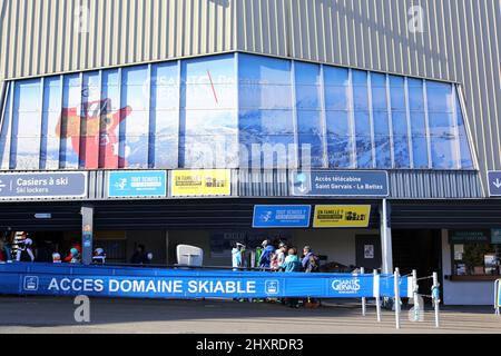 Point de passage des télécabines Saint-Gervais - le Bettex. Saint-Gervais-les-bains. Haute-Savoie. Auvergne-Rhône-Alpes. Haute-Savoie. France. Banque D'Images