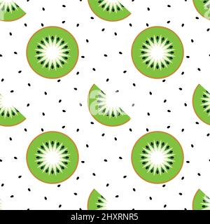 Tranches de kiwi et de graines noires sur fond blanc. Illustration de Vecteur