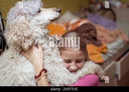 Adolescente et un grand chien - coolé royal. Banque D'Images