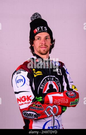 MANCHESTER, ROYAUME-UNI. 14th MARS Charles Wright - Belle vue 'ATPI' Aces pendant la Belle vue Speedway Media Day au National Speedway Stadium, Manchester, le lundi 14th mars 2022. (Credit: Ian Charles | MI News) Credit: MI News & Sport /Alay Live News Banque D'Images