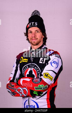 MANCHESTER, ROYAUME-UNI. 14th MARS Charles Wright - Belle vue 'ATPI' Aces pendant la Belle vue Speedway Media Day au National Speedway Stadium, Manchester, le lundi 14th mars 2022. (Crédit : Ian Charles | MI News) Banque D'Images