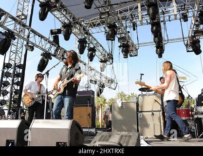 Matthew Vasquez de Delta Spirit au Coachella Valley Music and Arts Festival qui s'est tenu à l'Empire Polo Field, en Californie. Banque D'Images