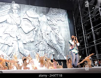 Kanye West au Festival de musique et d'arts de la vallée de Coachella qui a lieu à l'Empire Polo Field, en Californie. Banque D'Images