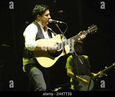 Marcus Mumford de Mumford & Sons au Coachella Valley Music and Arts Festival qui a lieu à l'Empire Polo Field, Californie. Banque D'Images