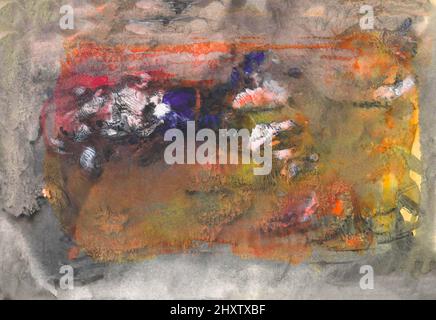 Arrière-plan abstrait peint à la main. Mélange d'encre, d'acrylique et d'aquarelle. Texture décorative colorée pour un design élégant. Fond de page tracé à la main Banque D'Images