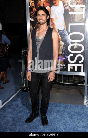 Tyson Ritter, de tous les rejets américains participant à la première « Footlose » tenue au Regency Village Theatre de Los Angeles, États-Unis. Banque D'Images