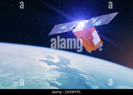 Dans l'espace ouvert et en orbite recherche sur les communications par satellite de la Terre. Éléments de cette image fournis par la NASA Banque D'Images