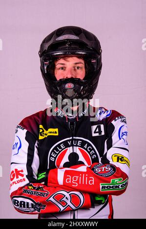 MANCHESTER, ROYAUME-UNI. 14th MARS Charles Wright - Belle vue 'ATPI' Aces pendant la Belle vue Speedway Media Day au National Speedway Stadium, Manchester, le lundi 14th mars 2022. (Credit: Ian Charles | MI News) Credit: MI News & Sport /Alay Live News Banque D'Images