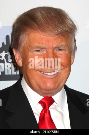 Donald Trump participe à la finale de la saison en direct « The Celebrity Apprentice » au Museum of Natural History de New York, aux États-Unis. Banque D'Images