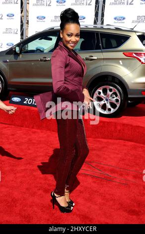 Monica arrive aux BET Awards 2012 le 1 juillet 2012 à Los Angeles, en Californie. Banque D'Images