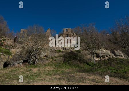 Bâtiment en ruines à Canale monterano, Bracciano, Latium, Italie Banque D'Images