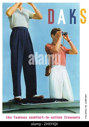 1951 Publicité britannique pour les pantalons pour hommes Daks par Simpson. Banque D'Images