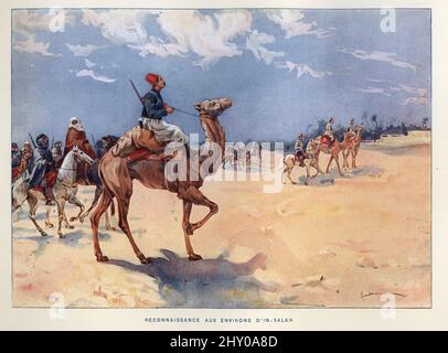 Force de reconnaissance française près de Salah, Algérie, soldats en chameaux, 19th siècle Banque D'Images