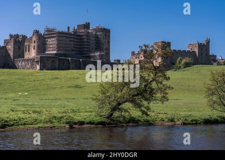 Château d'Alnwick, architecture historique à Northumberland, Royaume-Uni Banque D'Images