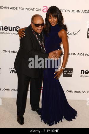 Quincy Jones, Naomi Campbell participant au Sir Elton John Oscar Party 21st à Los Angeles, en Californie. Banque D'Images