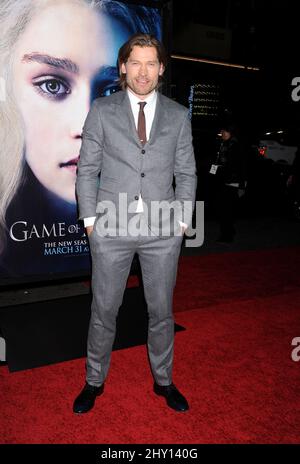 Nikolaj Coster-Waldau assister à la première saison 3 du spectacle 'Game of Thrones' à Hollywood, Californie. Banque D'Images