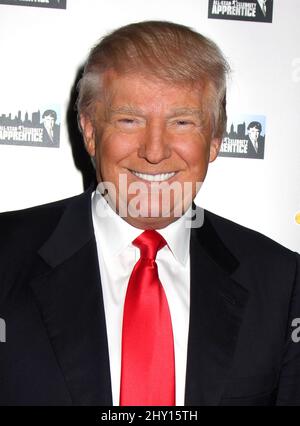 Donald Trump assiste au Celebrity Apprentice/Trump Junket avec la célébrité en feu qui s'est tenue aux Trump Towers de New York, États-Unis. Banque D'Images