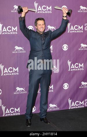 Luke Bryan participe aux Prix annuels de l'Académie de musique country 48th qui se tiennent à l'arène MGM Grand Garden Banque D'Images