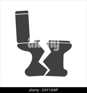 icône de cuvette de toilette cassée sur fond blanc. Illustration de Vecteur