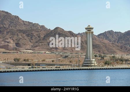 Tour de contrôle du port d'Aqaba Banque D'Images