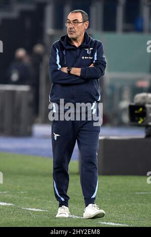 Roma, Italie. 14th mars 2022. Maurizio Sarri entraîneur de SS Lazio pendant la série Un match de football entre SS Lazio et Venezia FC au stade Olimpico à Rome (Italie), 14th mars 2022. Photo Antonietta Baldassarre/Insidefoto Credit: Insidefoto srl/Alay Live News Banque D'Images