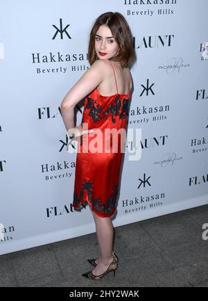 Lily Collins assiste au Flaunt Magazine en Garde! La soirée de lancement de la question a eu lieu au restaurant Hakkasan Banque D'Images