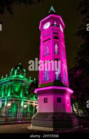 Tour de l'horloge mauresque (Torre Morisca), Malecón 2000, Guayaquil, Equateur Banque D'Images