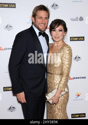 Curtis Stone & Lindsay Price assister au Gala Black Tie 2014 de G'day USA à Los Angeles, qui s'est tenu au JW Marriot à LA Live à Los Angeles, aux États-Unis. Banque D'Images