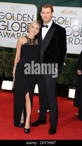 Elsa Pataky et Chris Hemsworth assistent aux Golden Globe Awards 71st, qui se tiennent à l'hôtel Beverly Hilton le 12 janvier 2014. Banque D'Images