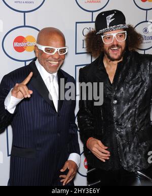 Berry Gordy & Red Foo (LMAFO) participant au Clive Davis Annual Pre-Grammy Party 2014 au Hilton de Los Angeles, Californie. Banque D'Images