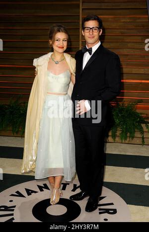 Andy Samberg et Joanna Newsom participant à la Vanity Fair Oscar Party organisée par le rédacteur Graydon carter au parking Sunset Plaza à Los Angeles, États-Unis. Banque D'Images