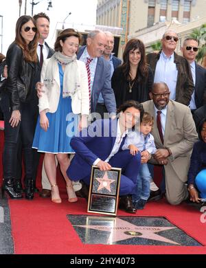 Robin Baum, Samantha Bloom, Colin Stone, Orlando Bloom, Flynn Bloom et Forest Whitaker Orlando Bloom Hollywood Walk of Fame Star Ceremony Banque D'Images