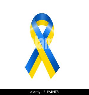 Drapeau du ruban de l'Ukraine. Illustration vectorielle du drapeau de l'Ukraine ruban en bleu et jaune. Symbole de l'indépendance et de la liberté pour l'Ukraine isola Illustration de Vecteur