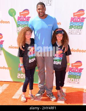 Michael Strahan participant aux Nickelodeon Kidss' Choice Sports Awards qui se tiennent au Pauley Pavilion de Los Angeles, en Californie. Banque D'Images