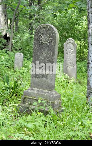 Un cimetière très ancien se trouve à la tête d'un cimetière surcultivé dans le Missouri Banque D'Images