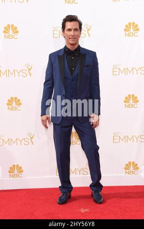 Matthew McConaughey arrivant aux EMMY Awards 2014, Nokia Live, Los Angeles. Banque D'Images