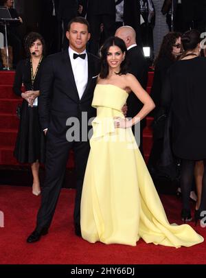 Channing Tatum et Jenna Dewan Tatum arrivent pour les Golden Globe Awards 72nd qui se tiennent à l'hôtel Beverly Hilton. Banque D'Images