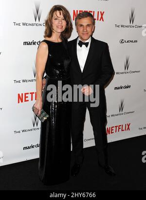 Christoph Waltz et Judith Holste assistent à la Weinstein Company et Netflix Golden Globes après la fête à l'hôtel Beverly Hilton Banque D'Images