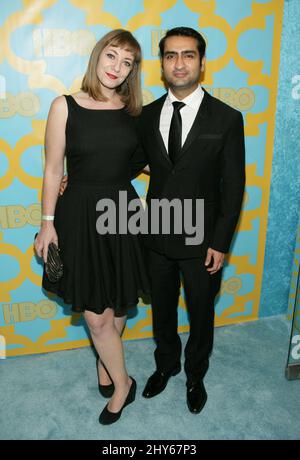 Emily V. Gordon et Kumail Nanjiani participent à la soirée après-partie HBO pour les Golden Globe Awards 2015, Circa 55 Restaurant au Beverly Hilton Hotel, 11 janvier 2015 Beverly Hills, CA. Banque D'Images