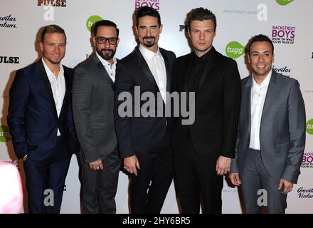 AJ McLean, Nick carter, Brian Littrell, Kevin Richardson, Howie participant à la première du spectacle « Backstreet Boys: Show 'em What You're Made of », qui a eu lieu aux cinémas Arclight de Los Angeles, en Californie. Banque D'Images