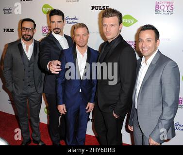 AJ McLean, Nick carter, Brian Littrell, Kevin Richardson, Howie participant à la première du spectacle « Backstreet Boys: Show 'em What You're Made of », qui a eu lieu aux cinémas Arclight de Los Angeles, en Californie. Banque D'Images