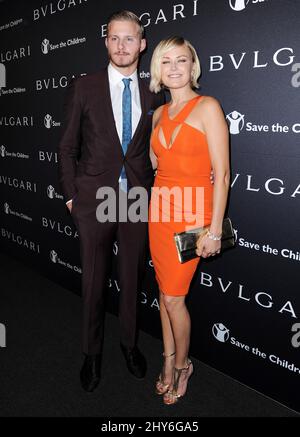 Malin Akerman, Alexander Ludwig assistant à l'ARRÊT BVLGARI et Save the Children. PENSEZ. DONNER. Pré-Oscar Party tenue à Spago à Beverly Hills, Californie. Banque D'Images