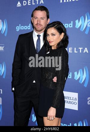 Channing Tatum et Jenna Dewan Tatum arrivent aux prix annuels de médias GLAAD 26th qui se tiennent à l'hôtel Beverly Hilton le samedi 21 mars 2015, à Beverly Hills, en Californie. Banque D'Images